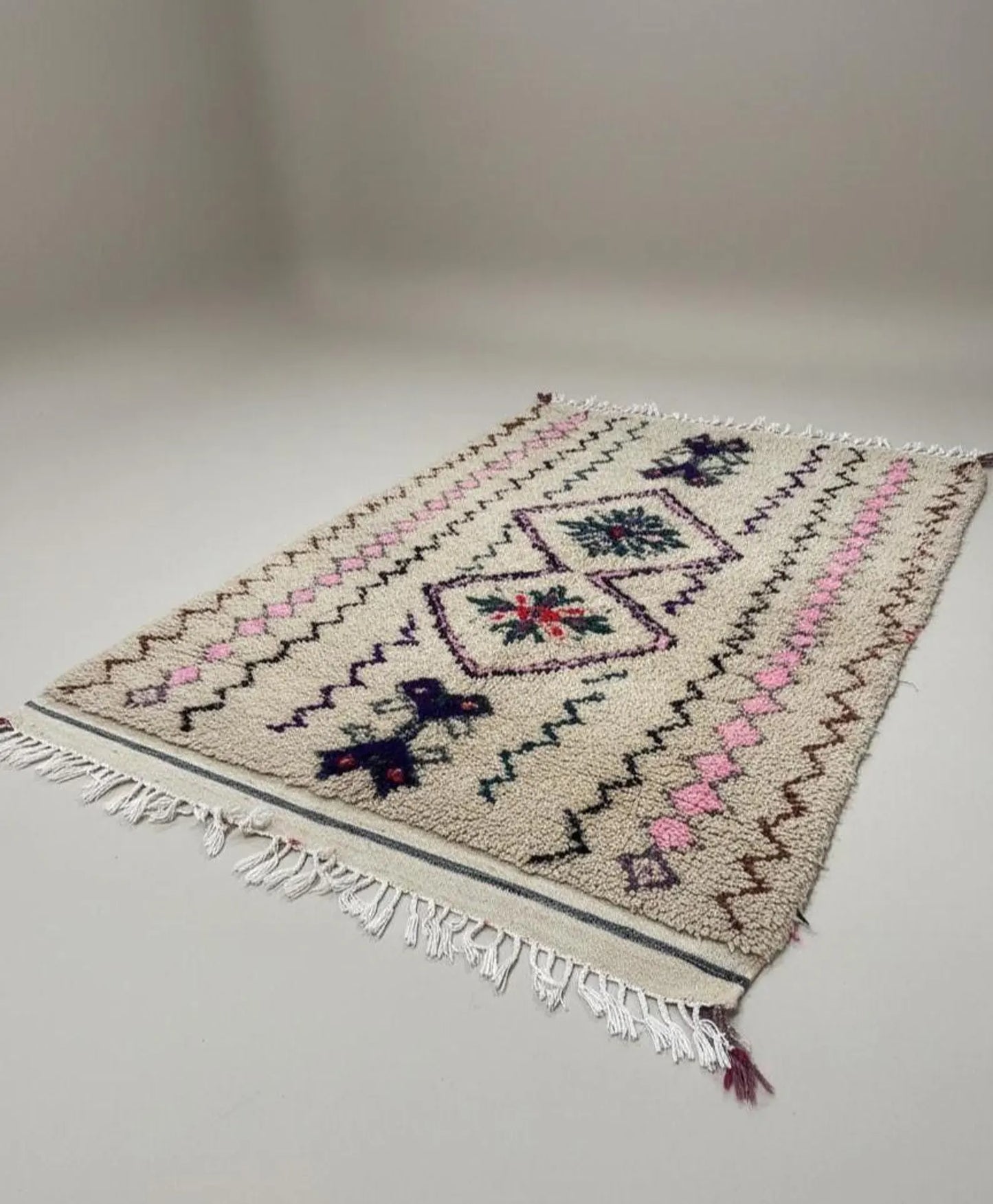 Tapis Amazigh Azilal en Laine – Motifs Géométriques (1×1,9 m)