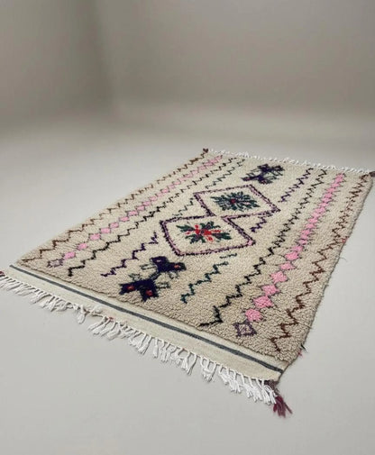 Tapis Amazigh Azilal en Laine – Motifs Géométriques (1×1,9 m)
