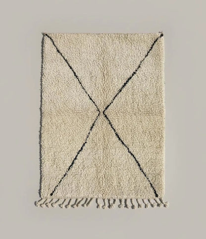 Tapis Beni Ouarain Beige – Style Bohème (1.1m × 1,6m)