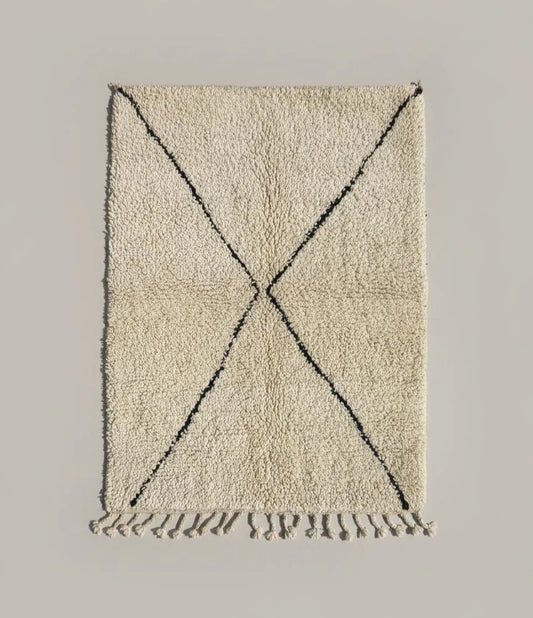 Tapis Beni Ouarain Beige – Style Bohème (1.1m × 1,6m)