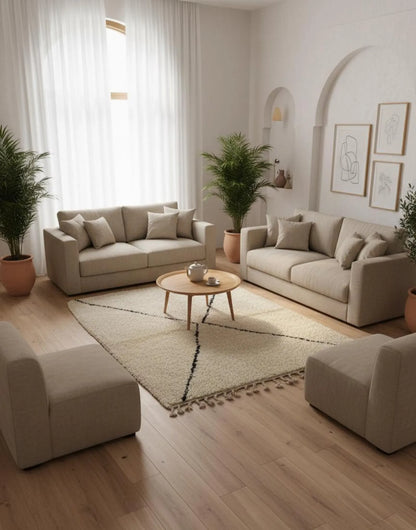 Tapis Beni Ouarain Beige – Style Bohème (1.1m × 1,6m)