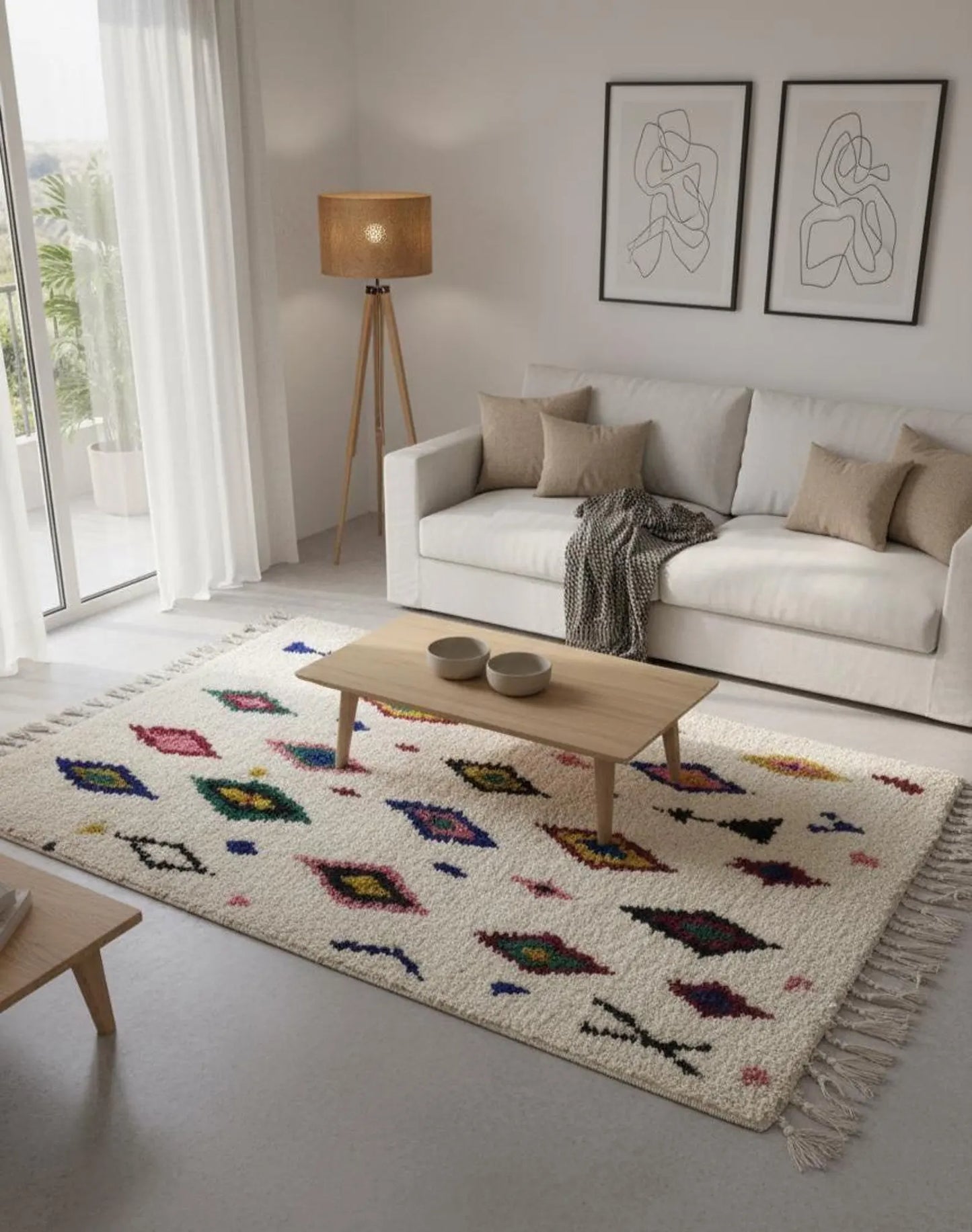 Tapis Azilal Multicolore – Géométrique (1m× 1,65 m)