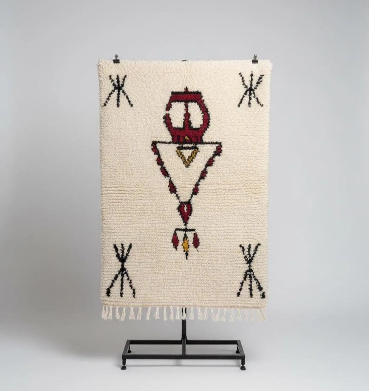 Tapis Amazigh – Symboles Yaz & Tazerzit (1m × 1,56 m)