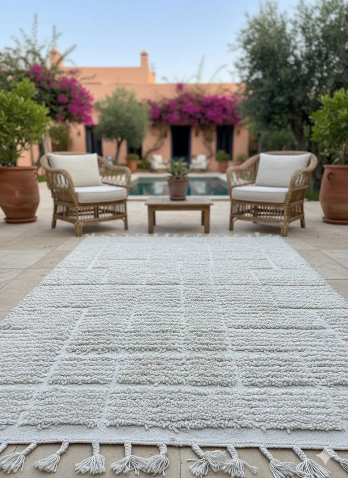 Tapis Blanc – Géométrique – Style Minimaliste (1m × 1,5m)