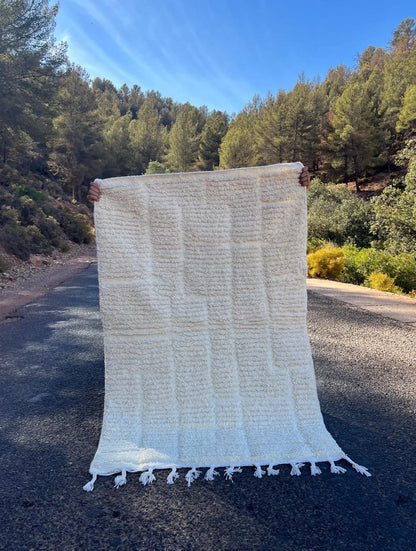 Tapis Blanc – Géométrique – Style Minimaliste (1m × 1,5m)