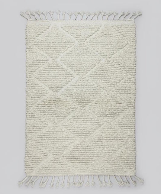 Tapis Blanc sur Blanc - Motif texturé - (1m x 1,5m)