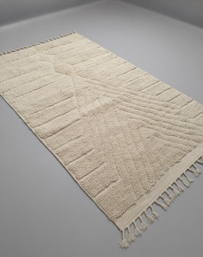 Tapis Minimaliste texture Géométrique Blanc Cassé (1m x 1.5m)