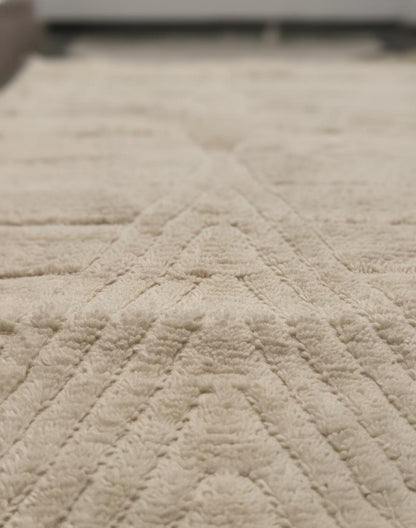 Tapis Minimaliste texture Géométrique Blanc Cassé (1m x 1.5m)