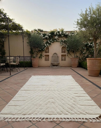 Tapis Minimaliste texture Géométrique Blanc Cassé (1m x 1.5m)