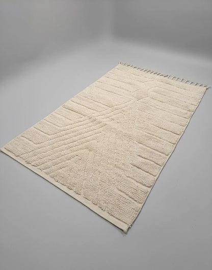 Tapis Minimaliste texture Géométrique Blanc Cassé (1m x 1.5m)