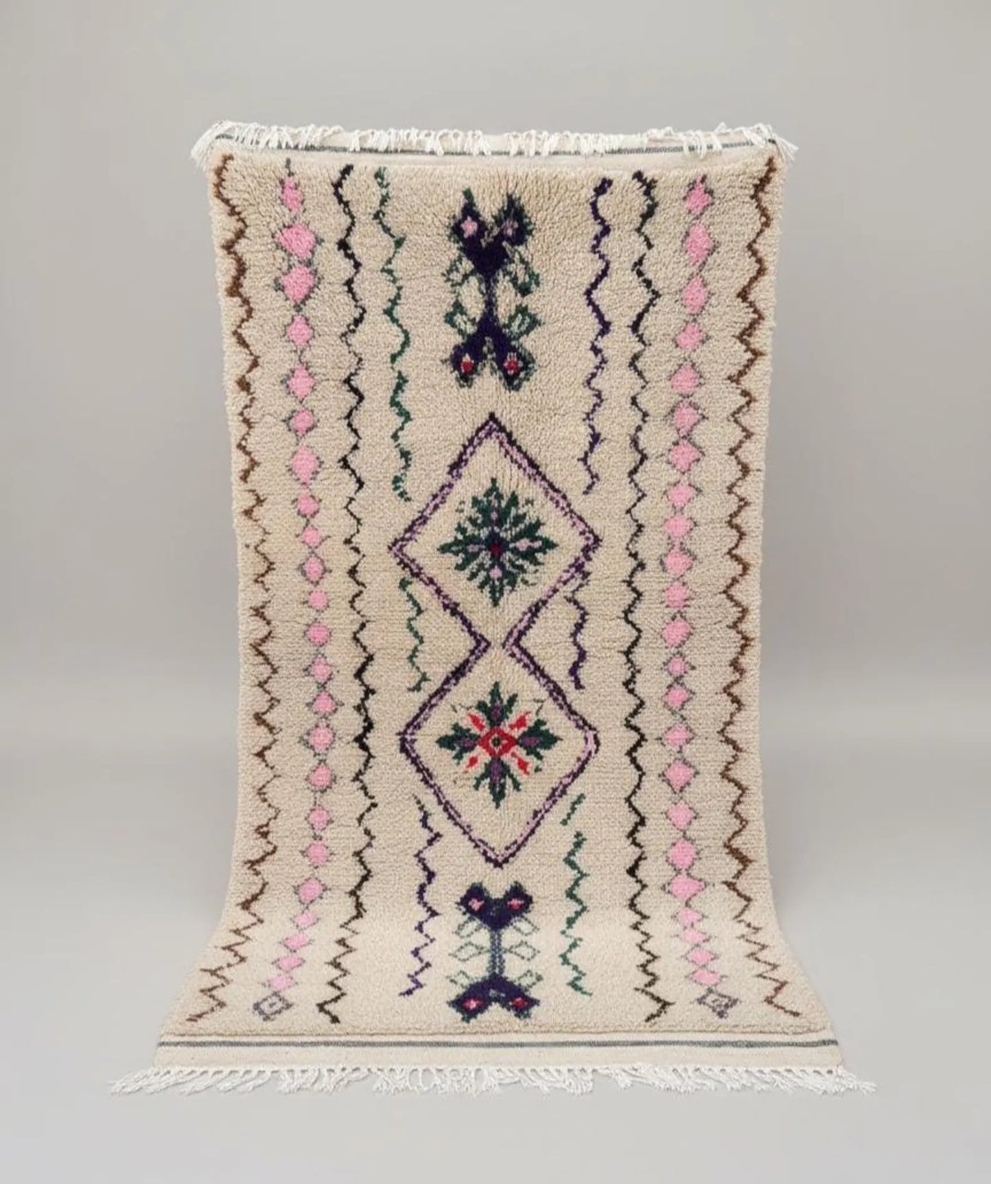 Tapis Amazigh Azilal en Laine – Motifs Géométriques (1×1,9 m)