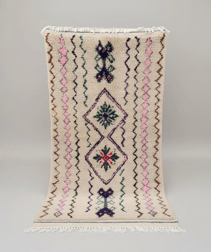 Tapis Amazigh Azilal en Laine – Motifs Géométriques (1×1,9 m)