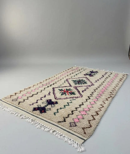 Tapis Amazigh Azilal en Laine – Motifs Géométriques (1×1,9 m)