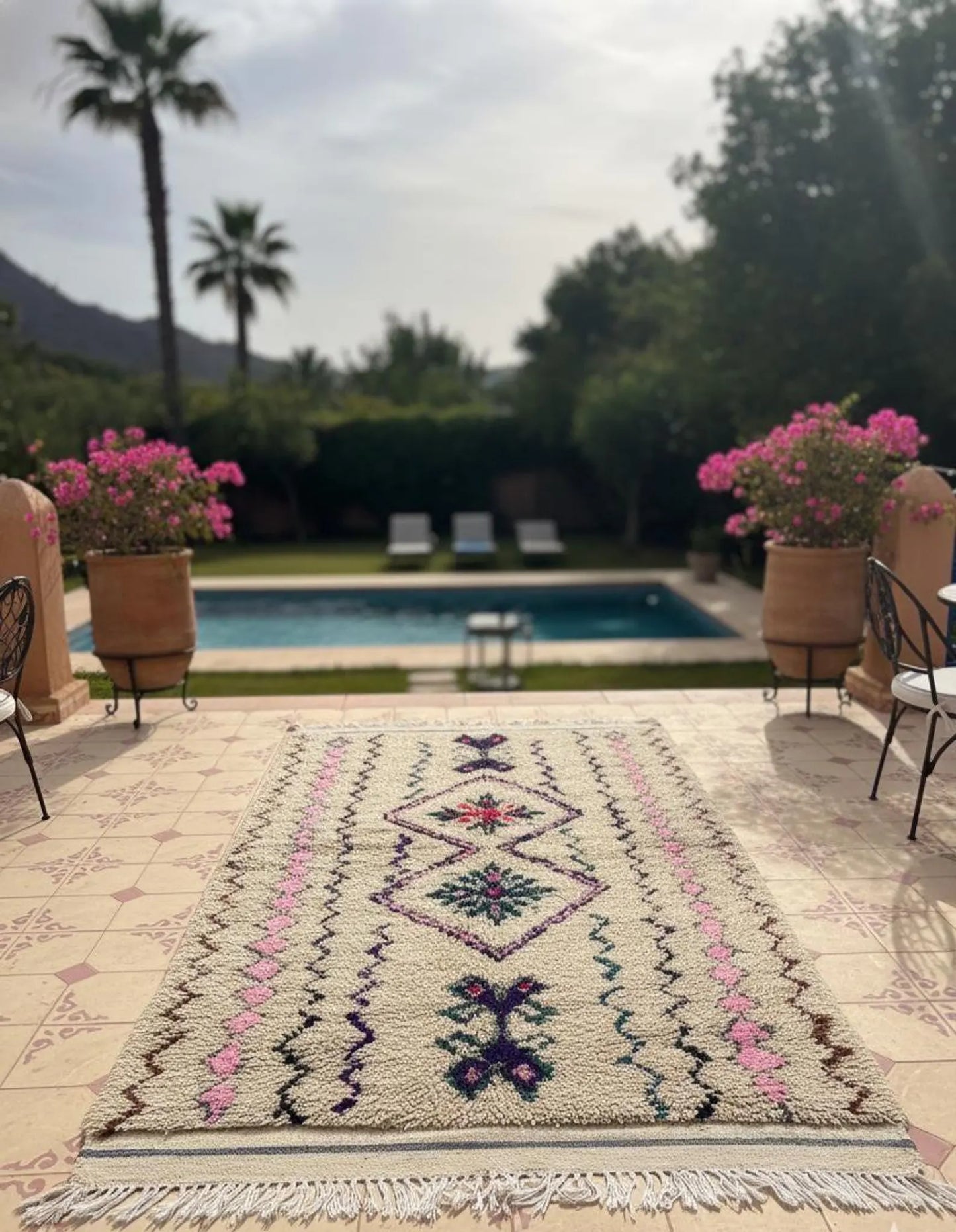 Tapis Amazigh Azilal en Laine – Motifs Géométriques (1×1,9 m)