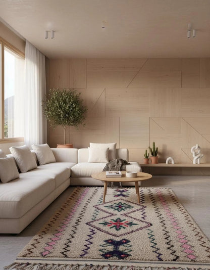 Tapis Amazigh Azilal en Laine – Motifs Géométriques (1×1,9 m)