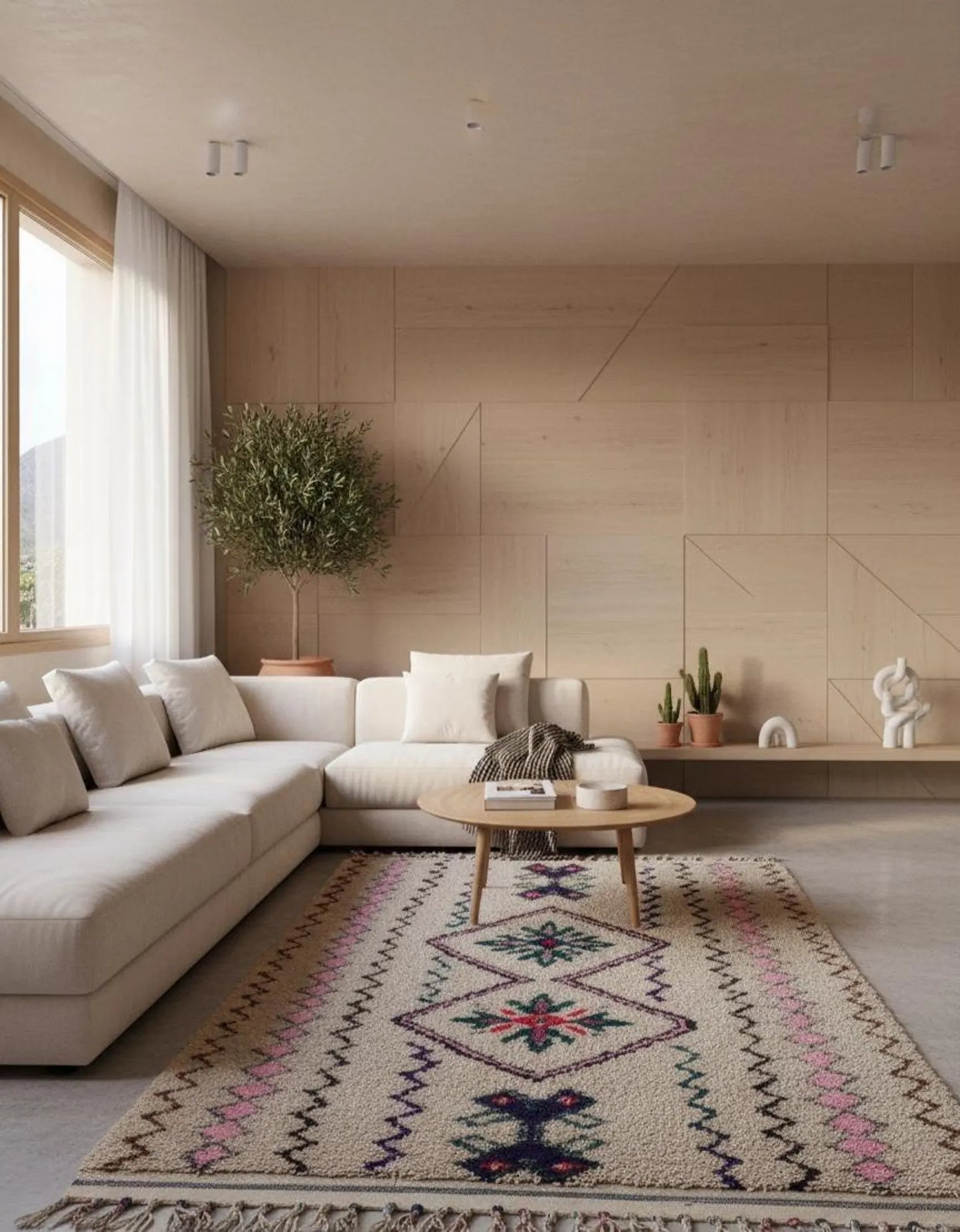 Tapis Amazigh Azilal en Laine – Motifs Géométriques (1×1,9 m)