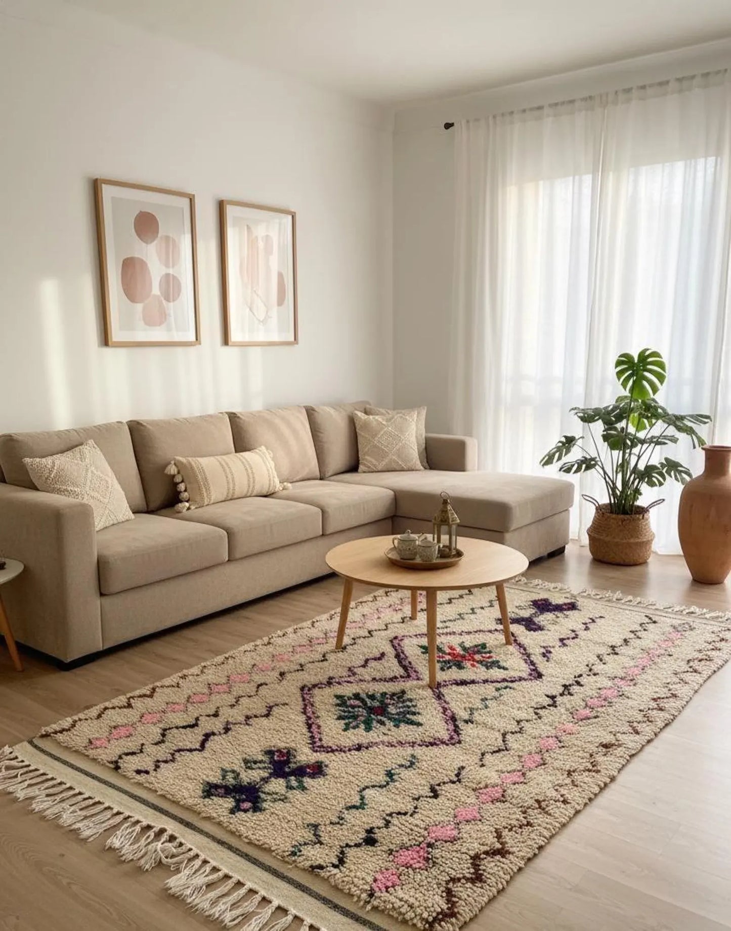 Tapis Amazigh Azilal en Laine – Motifs Géométriques (1×1,9 m)