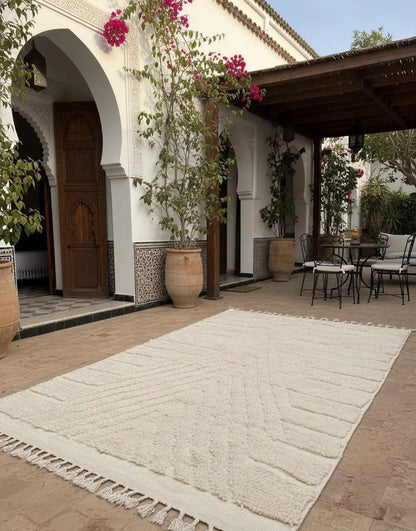 Tapis Minimaliste texture Géométrique Blanc Cassé (1m x 1.5m)